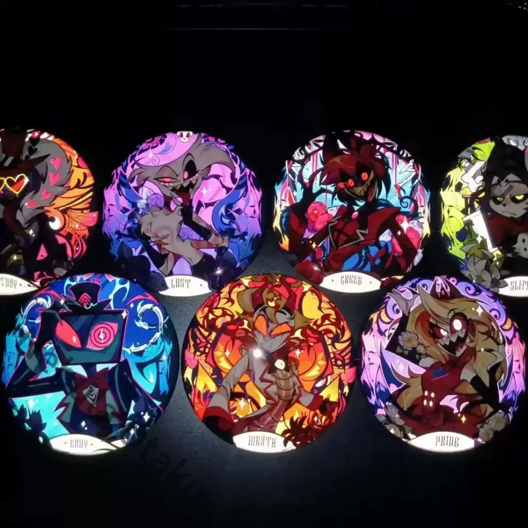 Hazbin Hotel Husk Vox Lucifer Morningstar Alastor Angel Reflect Light Badge Cosplay Colleagues Souvenir Anime Peripheral Gifts - view 2
