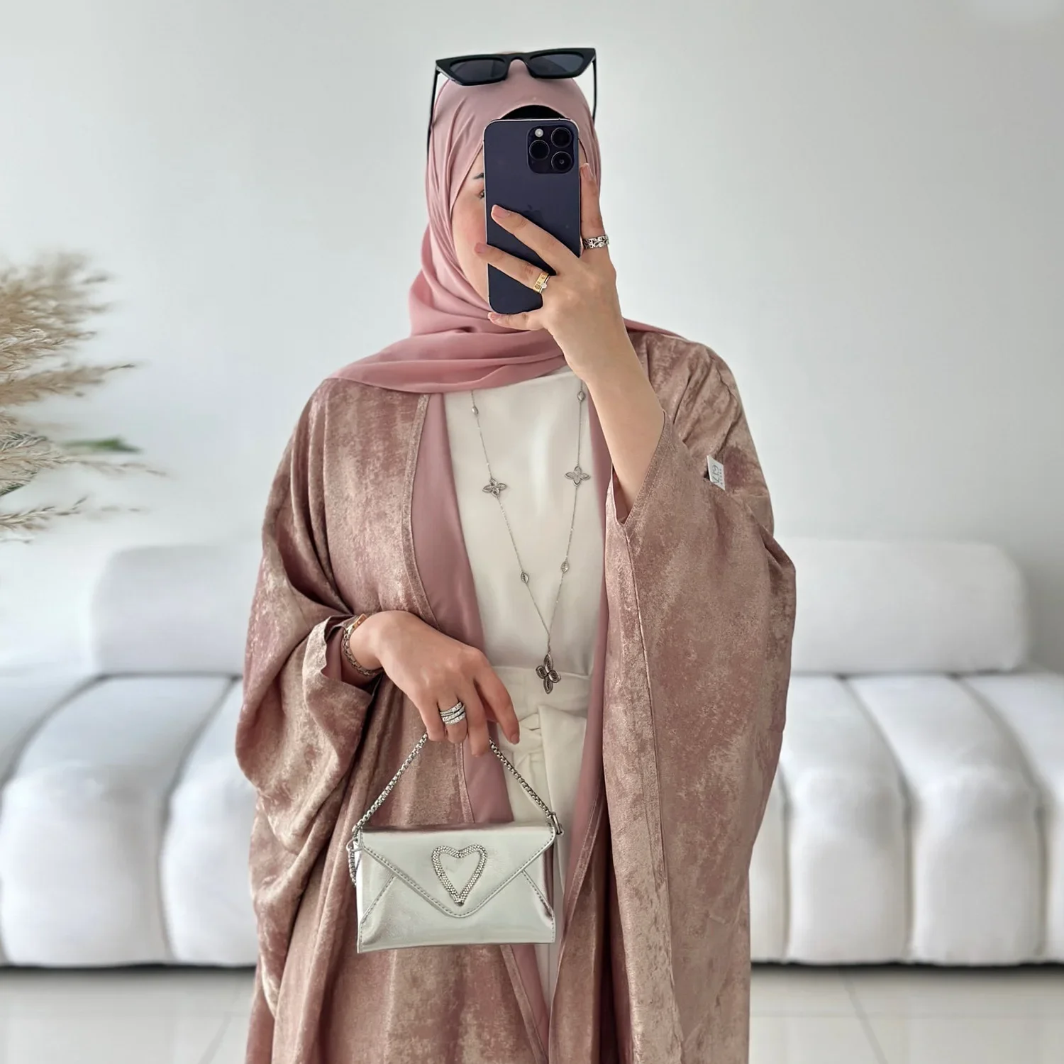 Otwarte arabskie kimono Abaya błyszczący brąz moda muzułmańska długa sukienka na imprezę abaje dla kobiet dubaj luksusowe turcja Kaftan Islam ubrania