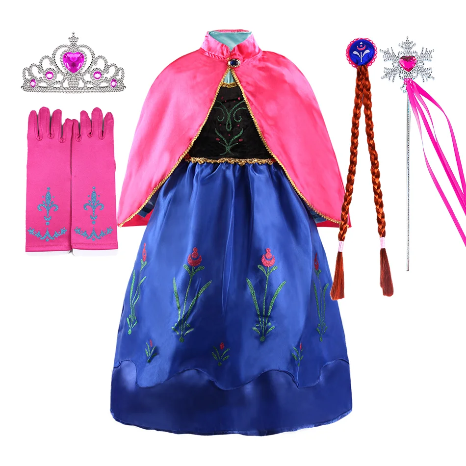 Children Anna Elsa Costume for Girls Carnival Princess Cosplay Dress Children White Snow Queen Carnival Birthday Party Clothes