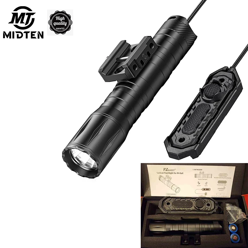 

MidTen 1800 Lumens Tactical Rifle Flashlight with Pressure Switch Picatinny Rail Offset Light Strobe Mode