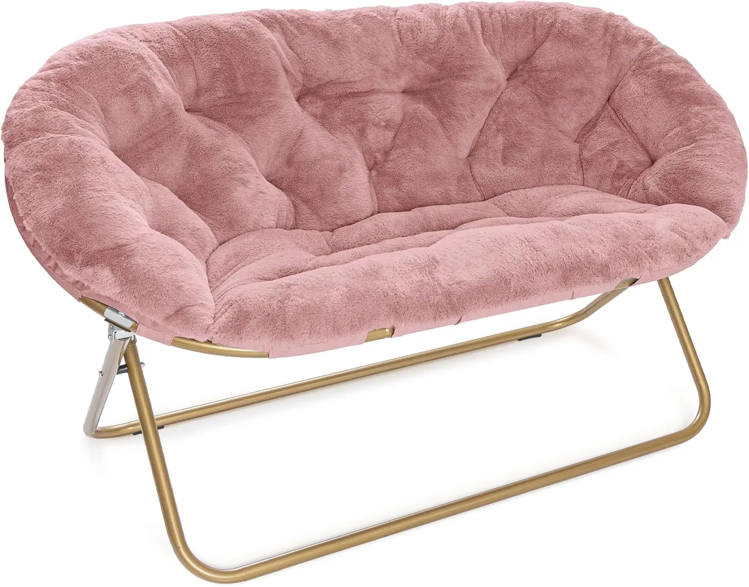 Double Cozy Chair/Faux Fur Saucer Chair for Bedroom/X-Large Loveseat, Pink