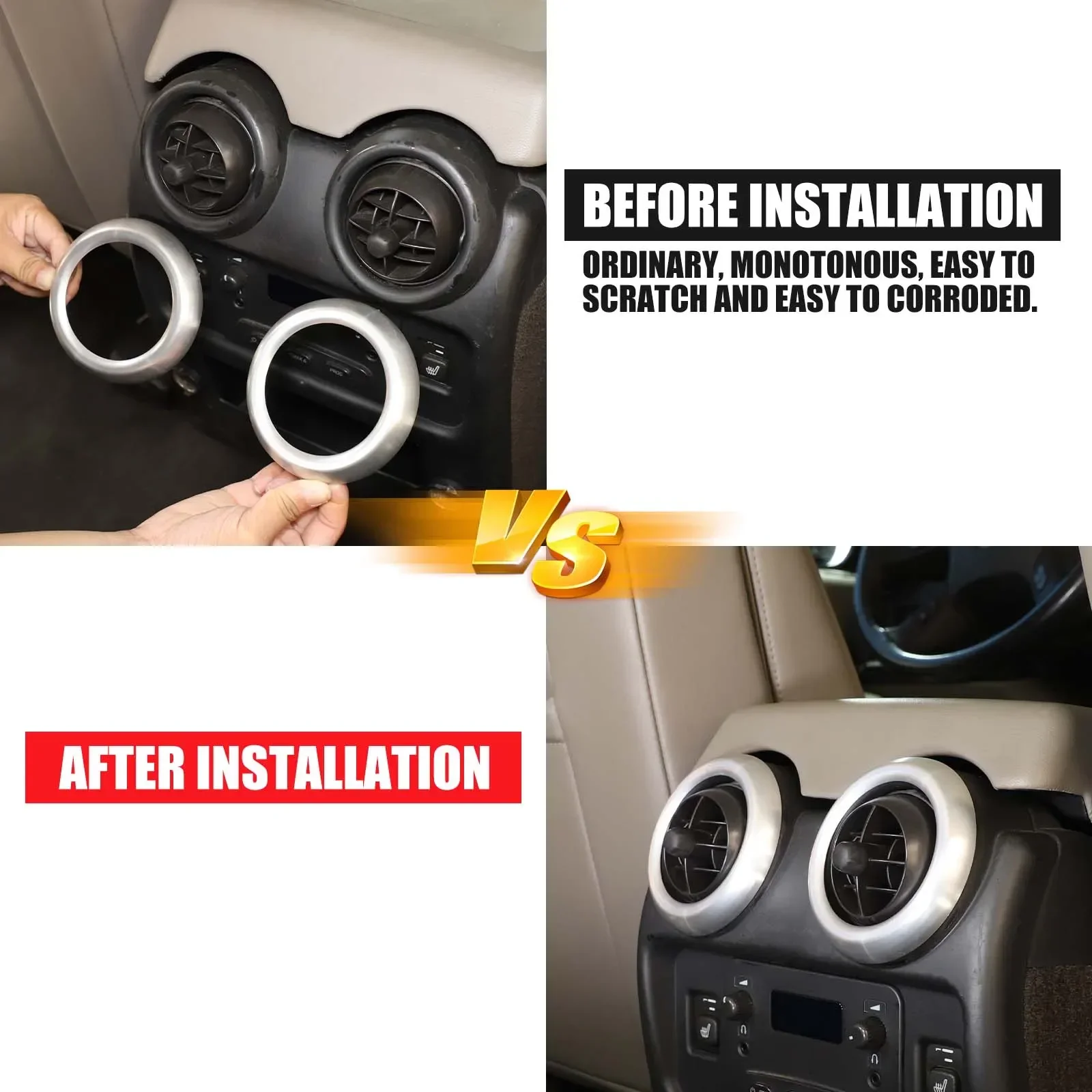 

2Pcs Aluminum Alloy Silver For Hummer H2 2003-2007 Car Styling Rear Exhaust Vent Decorative Ring Sticker Car Accessories