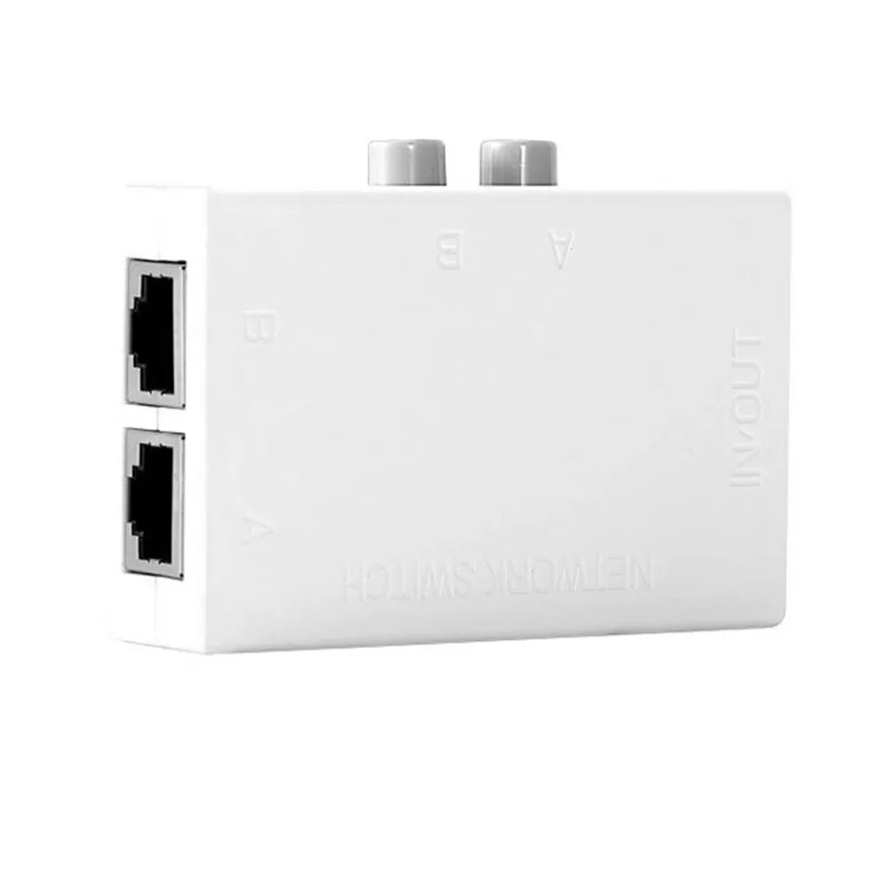 Mini 2‑Port RJ45 Manual Network Switch Dual‑Way RJ‑45 Ethernet Sharing Switcher Box 2 Ports Network Adapter Hub for LAN