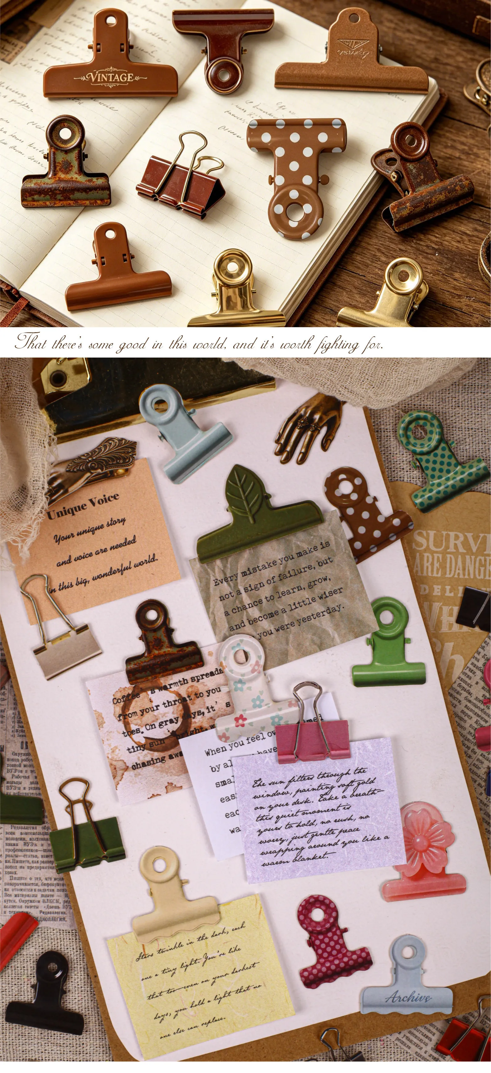 1 Packung/10 Stück Vintage-Clip-Themen-Aufkleber, Retro-Briefpapier-Design, künstlerische Journal-Aufkleber – Detail 3