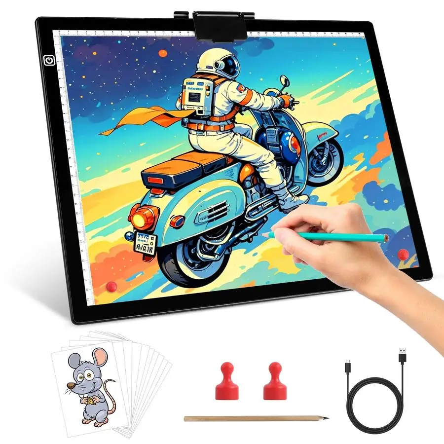 

Световой коврик A3 для отслеживания световой доски для алмазной живописи Световой короб с магнитным зажимом 2 магнита Портативный световой коврик для