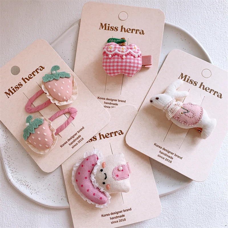 الكرتون الفطر مقاطع الشعر للفتيات الوردي دبابيس الشعر الطفل الجانب كليب لطيف دمية إكسسوارات الشعر الاطفال الشعر التعادل فتاة ذيل حصان حامل #2