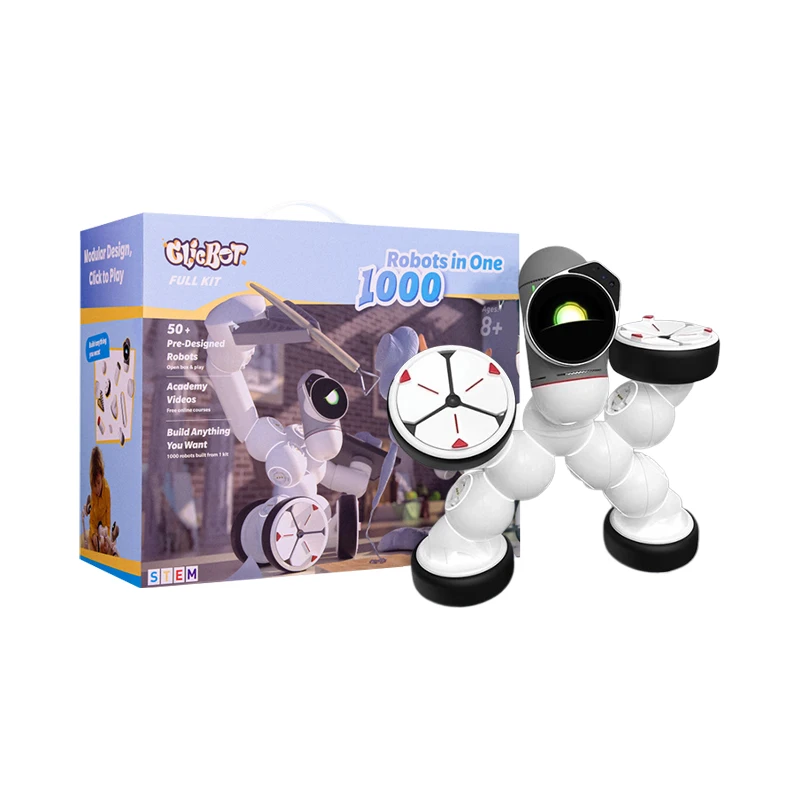 Clicbot Intelligent Robot Modular Splicing Ai Program Kid Puzzle Toys Model Desktop Electronic Pet Robot Accompany Xmas Gift Toy