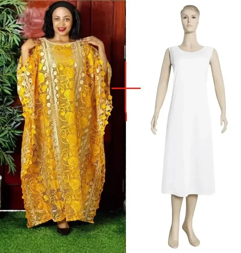 2025 Abiti africani per le donne Abbigliamento tradizionale africano Dashiki Ankara Abito in pizzo Abaya Robe Abito lungo maxi caftano musulmano