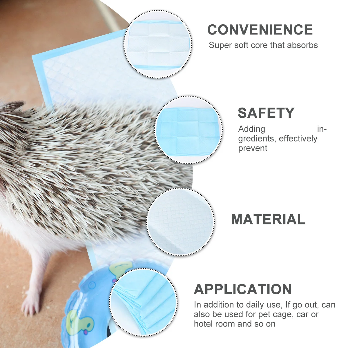 100 Pcs Hamster Accessories Wee Pads Inner Cushion Pet Pee Urine Diapers Training Baby Supplies