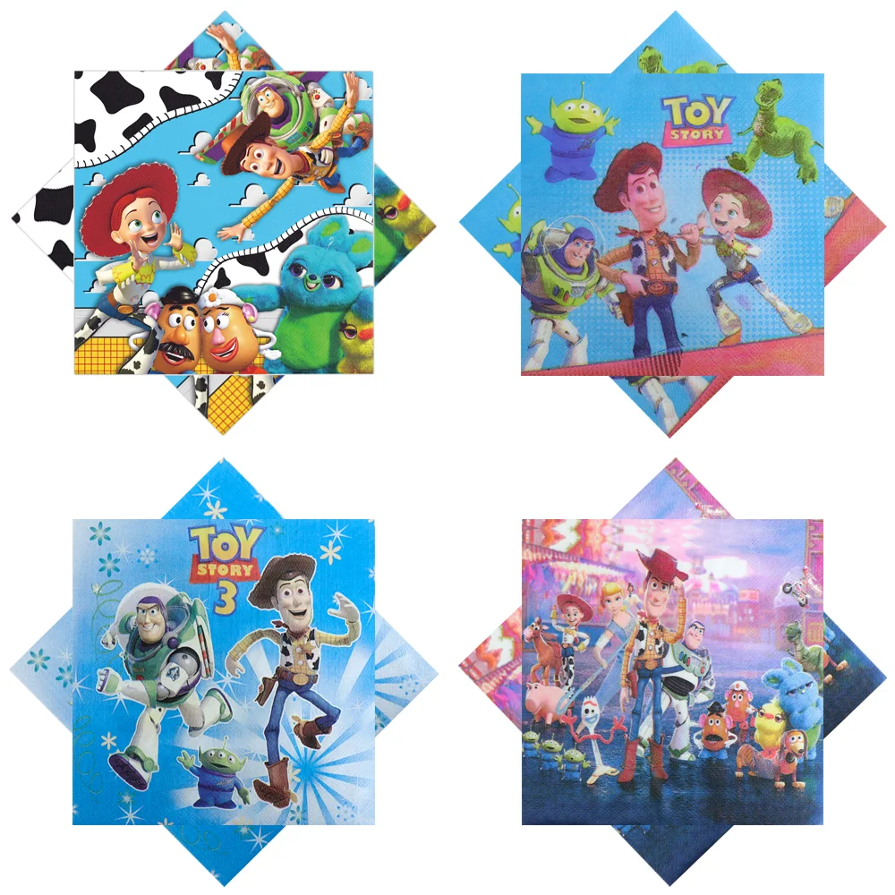 20Pcs/Bag Disney Toy Story Decoration Napkin Paper Tissue for Xmas Wedding Decor Woody Party Table Supplies Wholesale 18x17cm