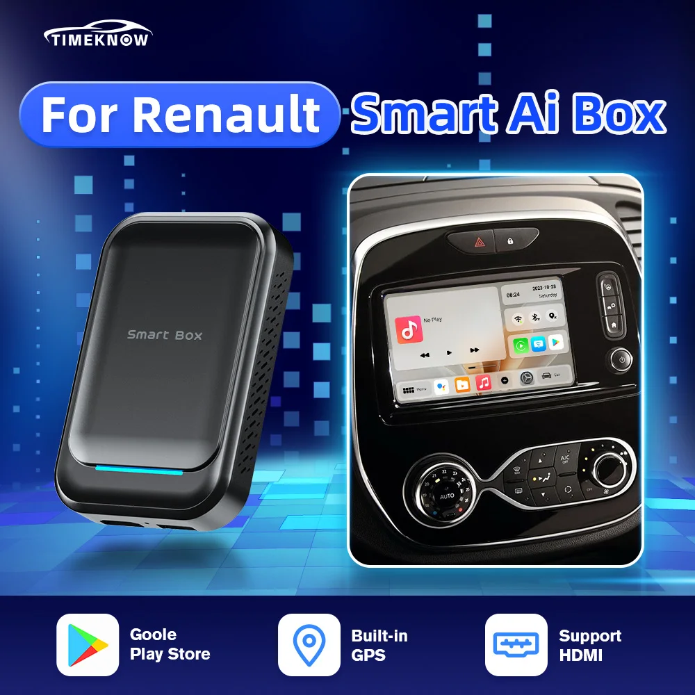 

TIMEKNOW Ai Box For Renault Wireless CarPlay Wireless Android Auto Adapter HDMI GPS For Captur Kid Espace Traffic Sandero Twingo