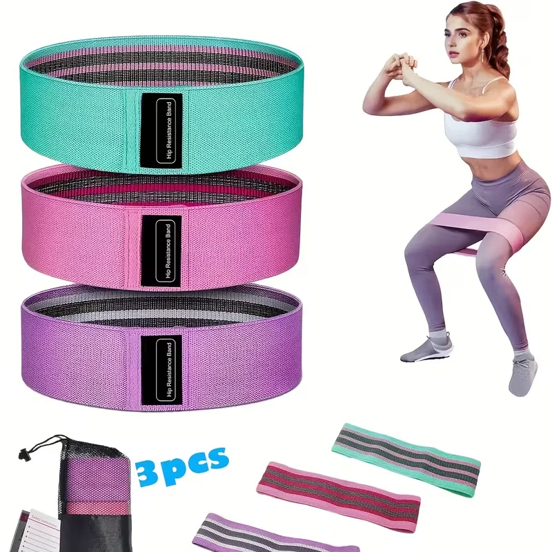 3PCS Resistance Bands Set, Fabric Glute Bands for Leg Workout, Fitness Exercise Loop Bands for Yoga, Pilates and Home Training