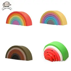 Children's Rainbow Silicon Building Blocks Building Arch Toy Colorful Stacking Enlightenment Puzzle Building Blocks Newbaby Gift