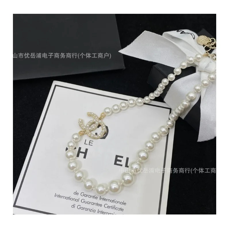 

Real Shot Double Centennial Size Pearl Necklace Female Premium Sense Collarbone Chain Female