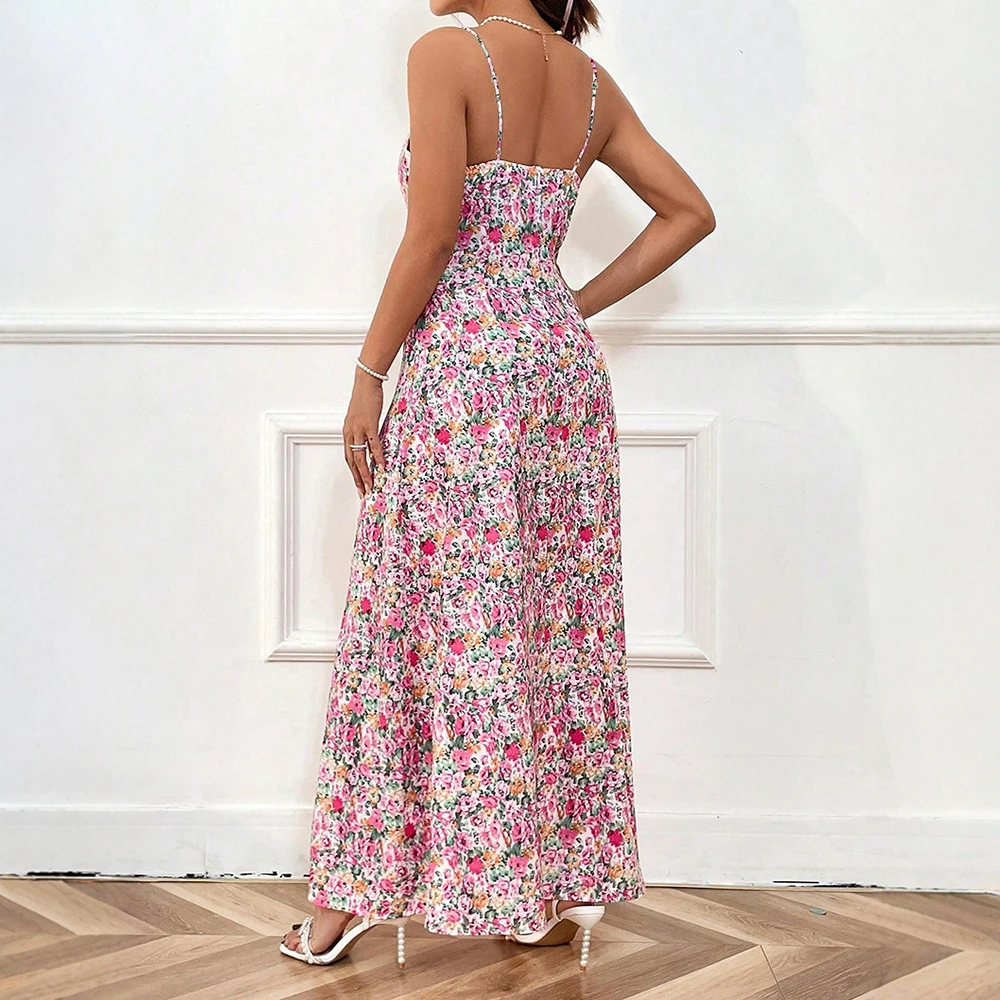 Jurken Zomer K-Fashion Leuke bloemenkant Mouwloos Sweetheart Hals Maxi Cami Casual jurken voor dames