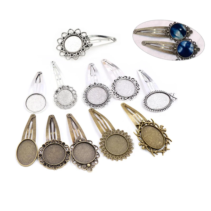 5ピース ヴィンテージBBクリップベース - DIYヘアアクセサリークラフト用品 1