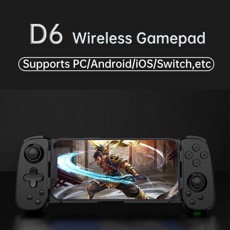 D6 Wireless Gamepad Retractable Bluetooth Gaming Controller Extendable Handheld Mobile Gaming Pads for Android/iOS/PC/PS5/Switch