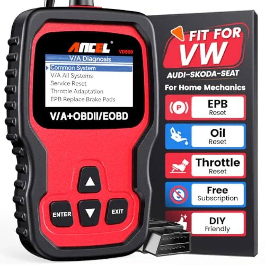 

VD500 OBD2 Scanner Diagnostic Tool for Volkswagen VW Audi Skoda Seat Diagnosis Check Engine Light EPB ABS SRS Code Reader Oil T