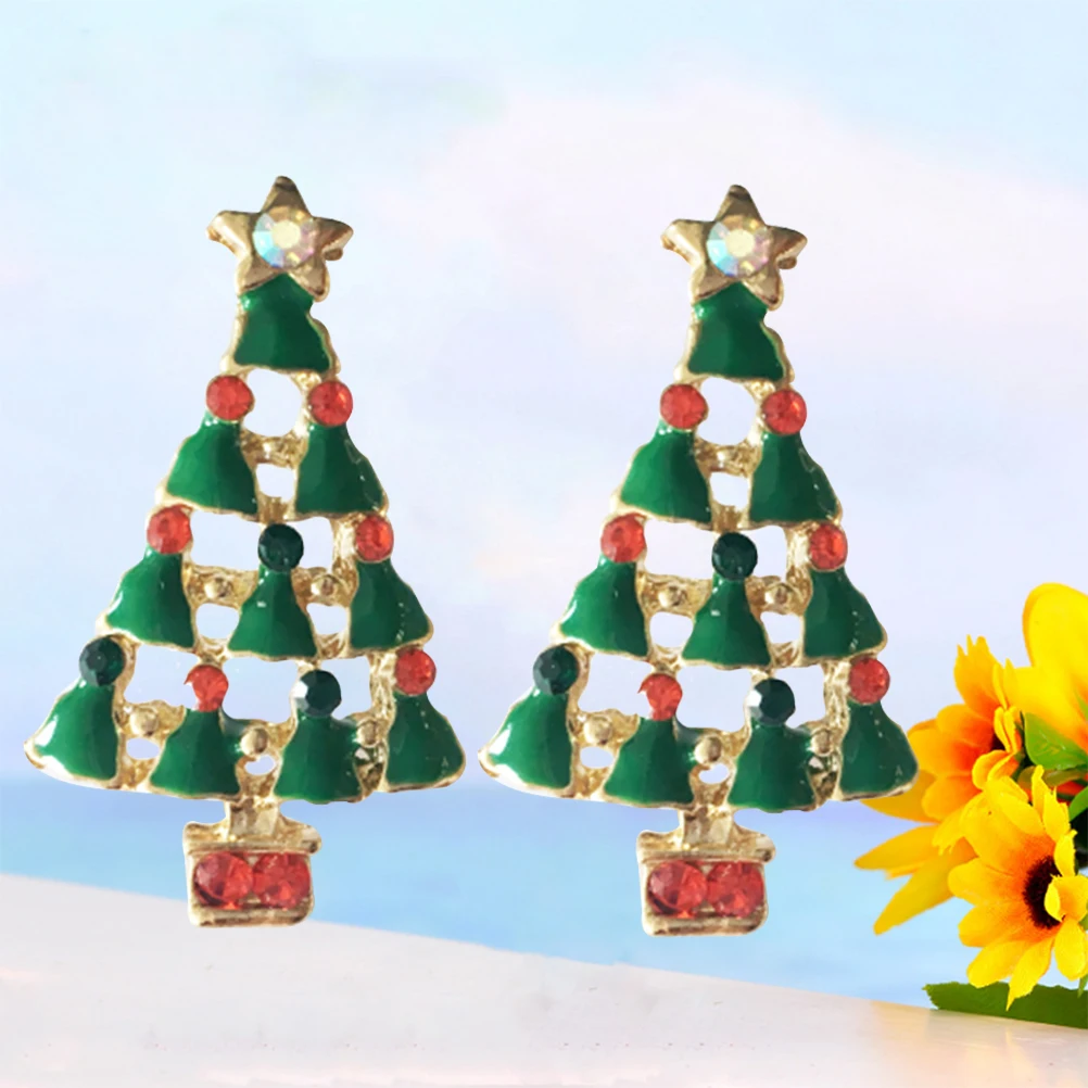 

Sparkly Christmas Tree Rhinestone Dangle Earrings For Women Holiday Party Family Gathering Costume Gift Jewelry Accessory