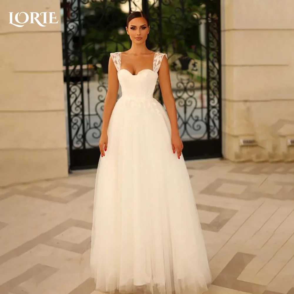 

LORIE Vintage Straps Wedding Dress A-Line Sweetheart Ruffle Sweetheart Ball Bridal Gown Princess Satin Bride Gown Customized