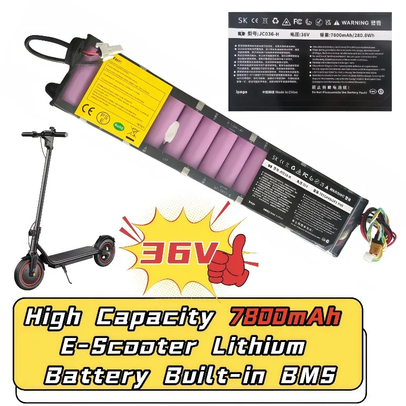Fit M365 E-Scooter 10S3P  36V 7.8Ah Li-ion Batterypack, Waterproof Construction With Bluetooth Module