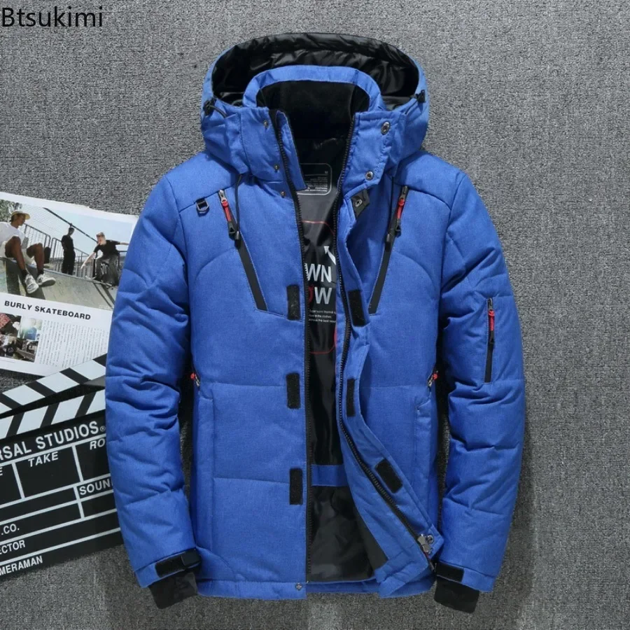 Chaqueta de abrigo cálida para hombre, chaqueta gruesa de plumas, Parkas de nieve, chaqueta de invierno cálida con capucha a prueba de viento, prendas de vestir exteriores, cortavientos para hombre 2024