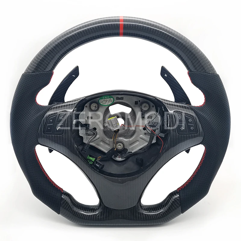 Replacement Real Carbon Fiber Steering Wheel With Leather for BMW E82 E90 E91 E92 E93