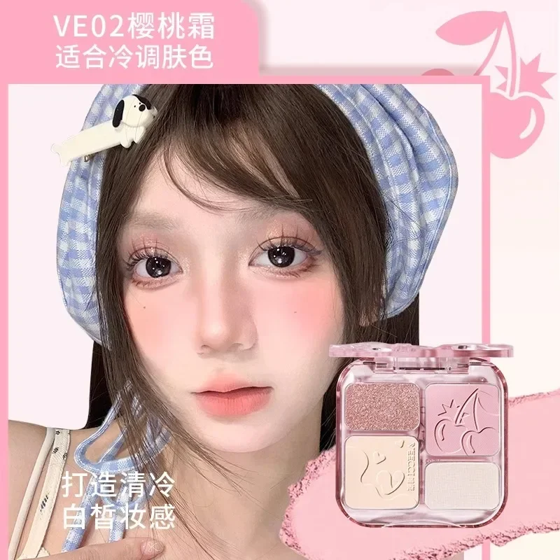 VEECCI Face Complexion Palette Natural Blush Highlight Brightening Blusher Matte Finishing Powder หายากความงามแต่งหน้าเครื่องสําอาง