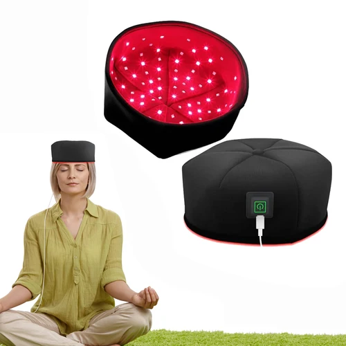 Gorro de terapia de luz roja, casco de tratamiento para el crecimiento del cabello, gorro LED de infrarrojo cercano, dispositivo para aliviar el cuero cabelludo y la pérdida de cabeza