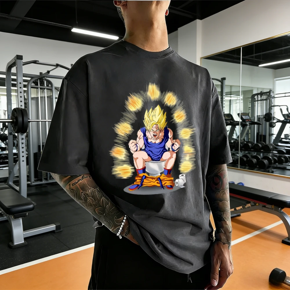 

Летняя распродажа 2026: Футболки для всей семьи с аниме-принтом Dragon Ball, высококачественные, с коротким рукавом, дышащие, уличный стиль