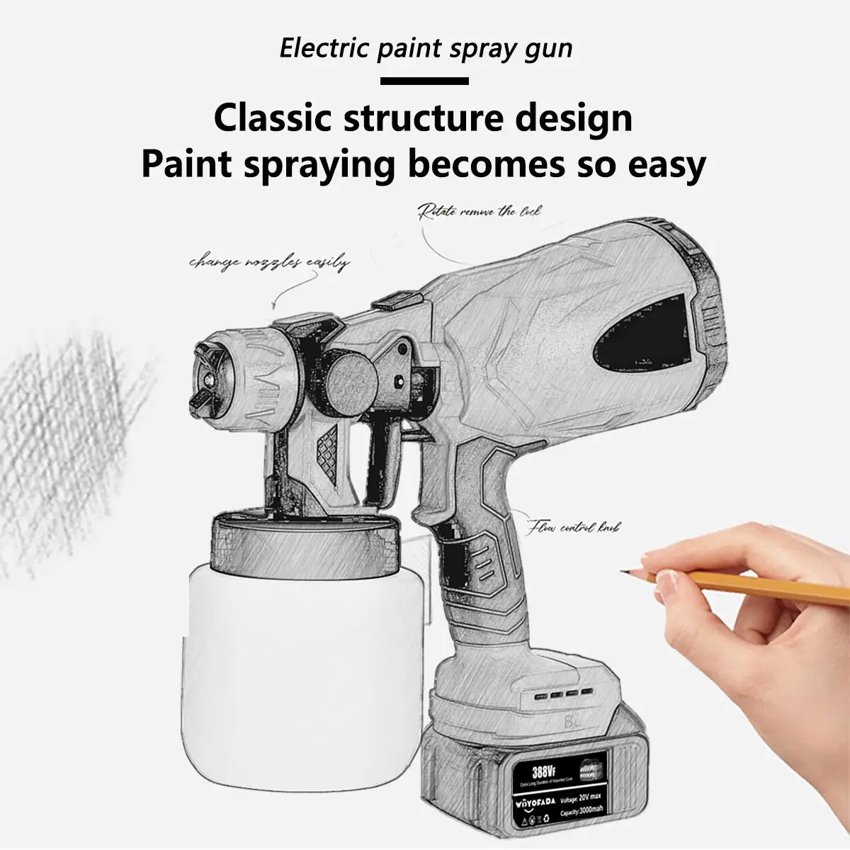 800ML Electric Spray Gun Cordless Paint Sprayer Auto Furniture Steel Coating Airbrush Compatible For Makita 18V Battery