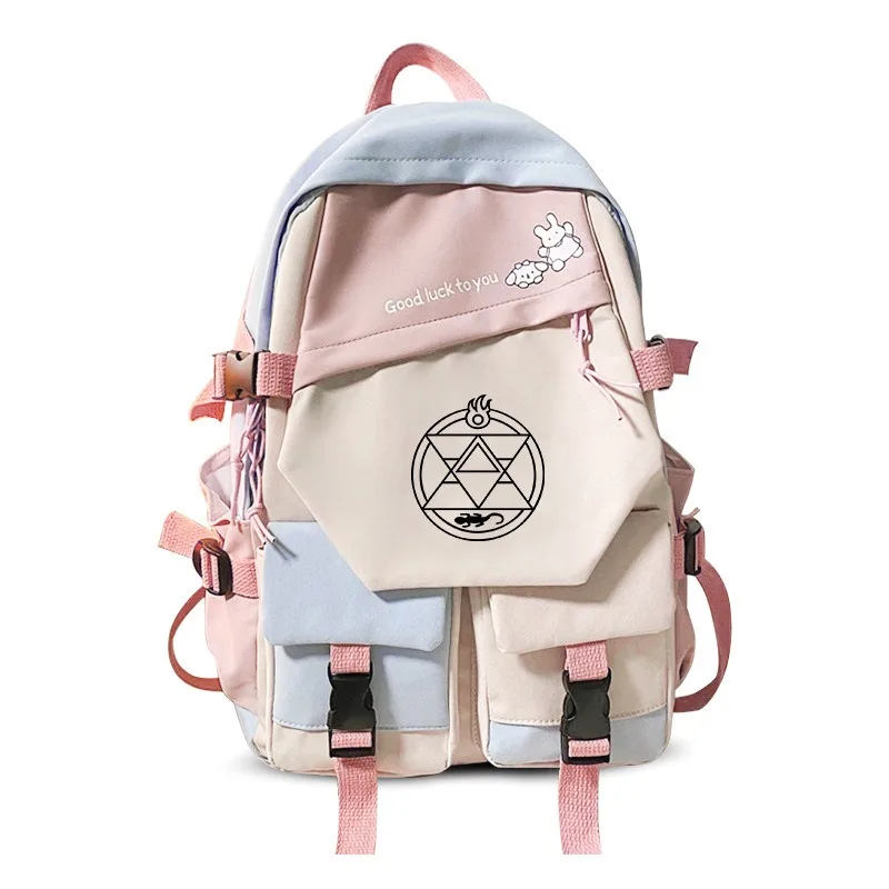 30×43×14cm Black Blue Green, Fullmetal Alchemist, Anime, Student Kids Teens School Bags, Backpacks, Girls Boys