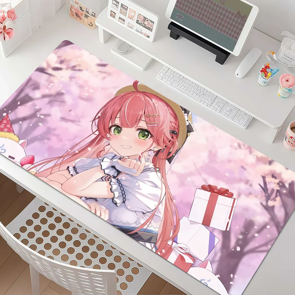 XXL Sakura Miko Gaming Mouse Pad Non-Slip Waterproof Stitched Desk Mat for PC Laptop Office Gift