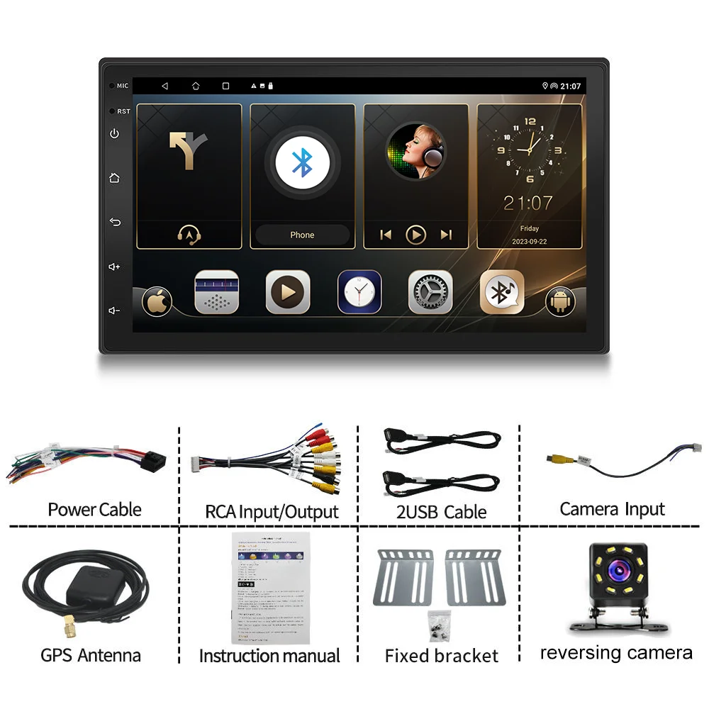 2din 7/9/10inch Car Radio Android 10 GPS Navigation WiFi for MP5 Player 2+32G Memory Car Stereo with CarPlay DSP view 6