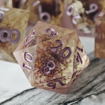 MINI PLANET DND Dice For TRPG Desktop Game Sharp Polyhedral Resin Dice Set 7pcs Flower Handmade Dice Clearance Sale Dice 6pcs D6