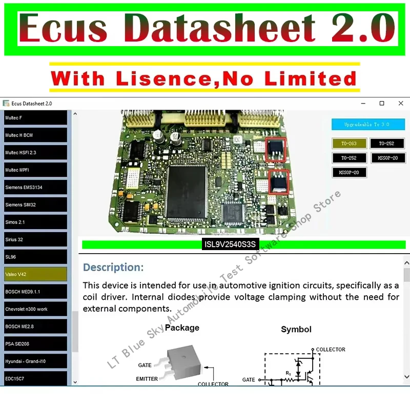 Herramientas para automóvil Ecus Datasheet 2. Esquemas de PCB de software de reparación de ECU con componentes electrónicos de E