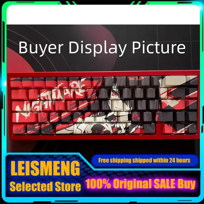 Crazy Three Girl Anime-Themen-Tastenkappen, seitlich gravierte transparente mechanische Tastatur, PC-Gaming-Tastaturen, Zubehör-Tastenkappen