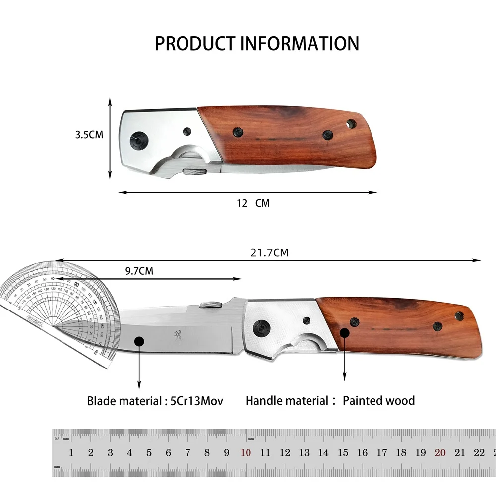 Wooden Handles DA50 Pocket Knife Folding Knife 5Cr13Mov Blade Hunting Tactical Knife Camping Utility Edc Multitool for Gifts