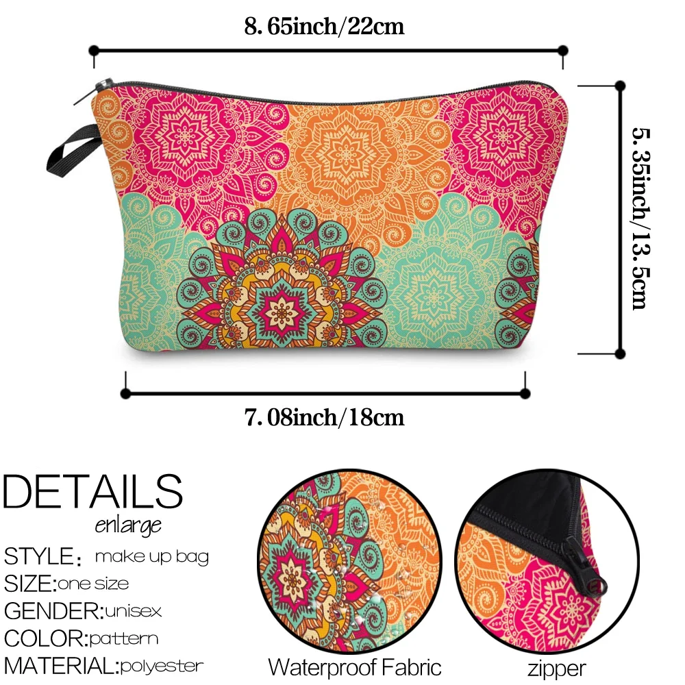 Deanfun Colorful Mandala Flower Pretty Cosmetic Bag 3D Printed Waterproof Makeup Bag For Women  with mandora