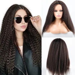 Long Puffy Kinky Curly Synthetic Wigs for Women Black Brown Color Synthetic Curly Hair Wigs Afro Kinky Curly Synthetic Hair Wigs