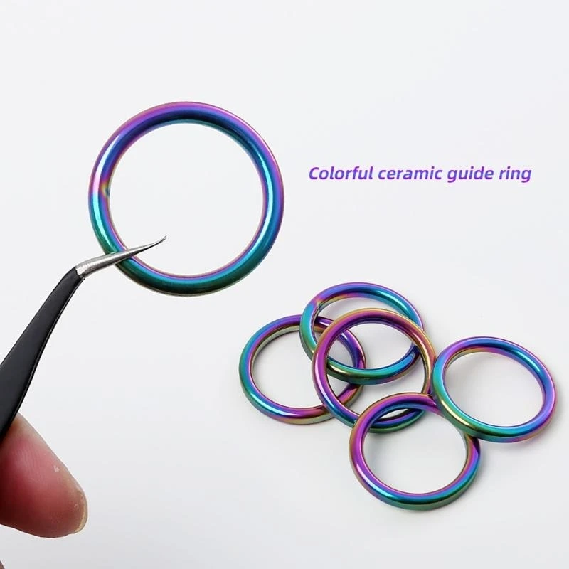 

40Pcs 10 Size Fishing Rod Ceramic Guide Rings Set Universal Fishing Rod Repair Accessories Colorful Fishing Rod Eye