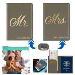 Customized Travel Passport Cover Couples Passport Holder Credit Card Holder Case PU Leather Business Card Passport Wallet Bag