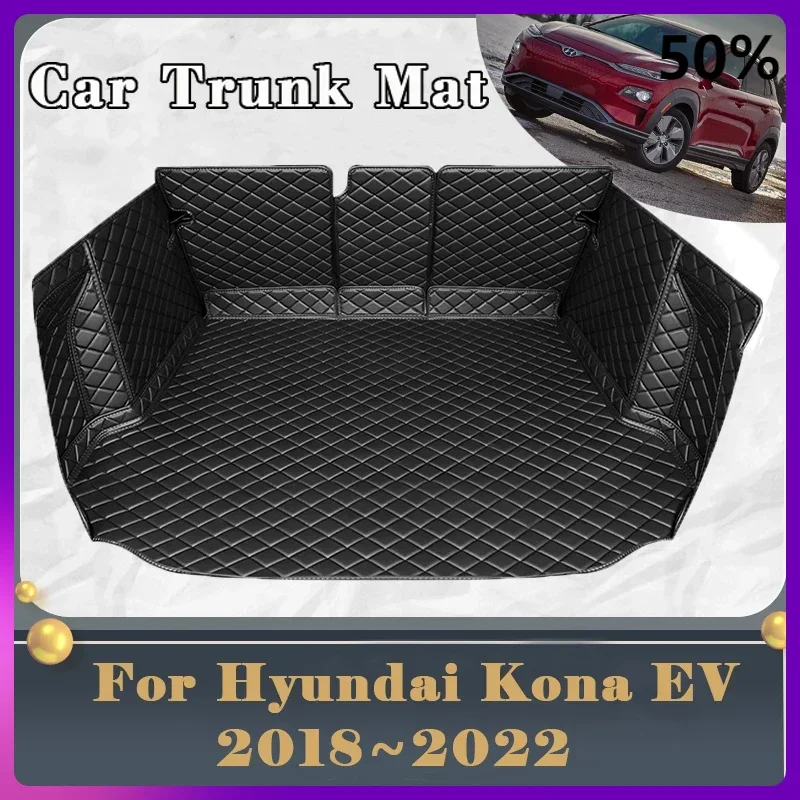 Car Trunk Mat For Hyundai Kona Kauai Electric Kona EV OS 2018~2022 Dirt-resistant Trunk Mat Rear Cargo Tray Car Accessories 2021