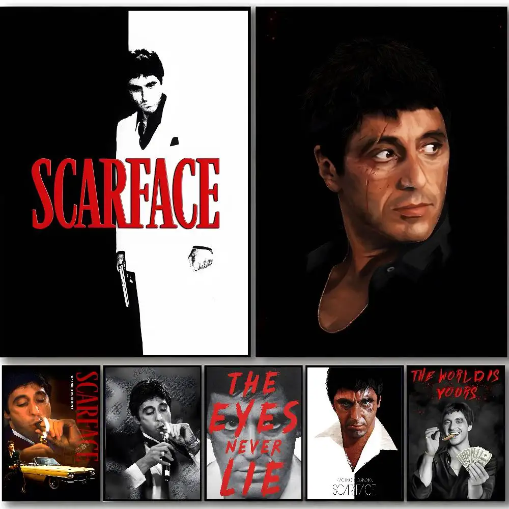 La pegatinas autoadhesivas con póster de película clásica AAA Scarface son adecuadas para cualquier superficie de pared impermeable a prueba de humedad