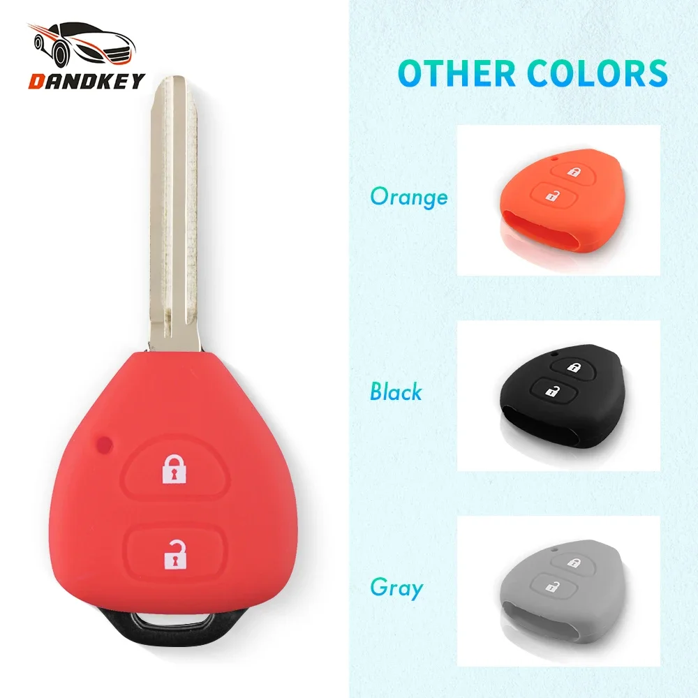 Dandkey 2 Buttons Silicone Key Cover For Toyota Cruis YARIS AURIS sienna 2011 2005 2006 2007 2008 Fob Remote Key Protector Case