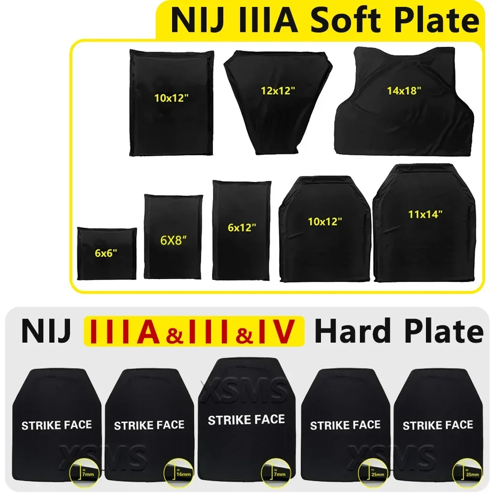 NIJ IIIA NIJ III Soft/Hard Bulletproof Plates Ballistic Vest Bulletproof Backpack Ballistic Board Big Plates 6x8 10x12 11x14