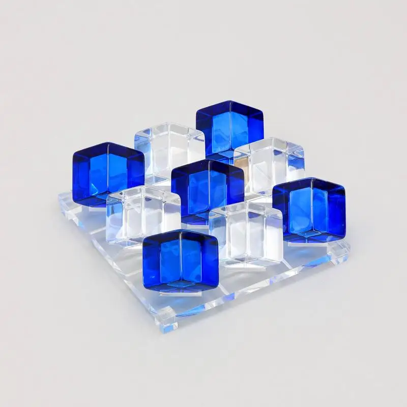 مجموعة ألعاب Tic Tac Toe باللونين الأزرق والأبيض من الأكريليك للأطفال والكبار، نشاط داخلي ممتع، مثالية للألعاب العائلية الليلية والحفلات