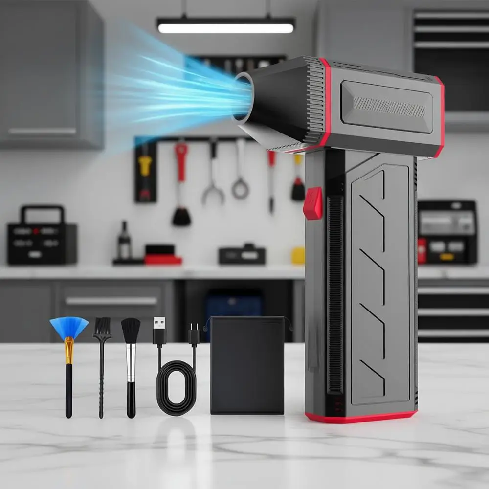 

Мощный беспроводной воздуходув 120 000 об/мин, 3-скоростной регулируемый мини-воздуходув для зарядки, удаления пыли и уборки