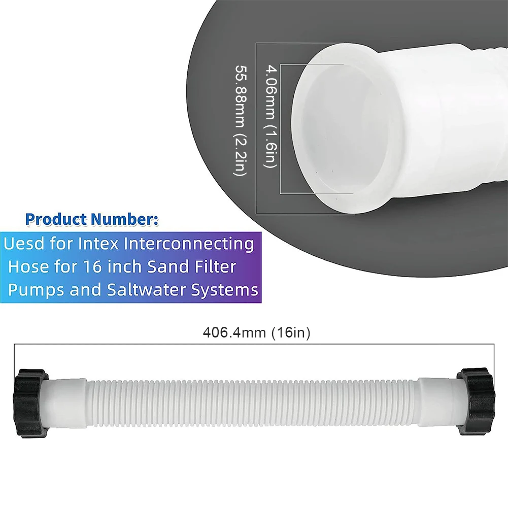 11535 Pool Pump Hose 16 Inch Salt Water Pump Hoses for Intex Pool Sand Filter Pumps Saltwater Systems for Intex Pool Accessories