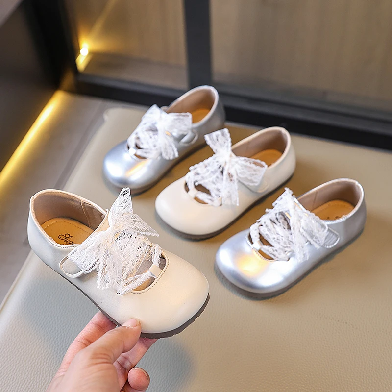 New Little Girl Leather Shoes Lace Bowknot Children Fashion Princess Dresses Shoes Mary Janes Sweet Kids Causal Flat Shoes Soft